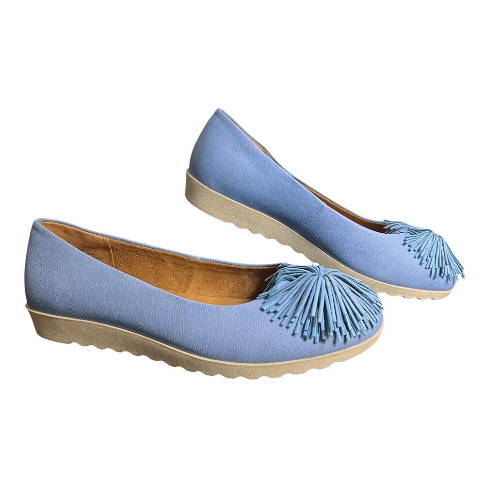comfortview Light Blue Tassel Flats